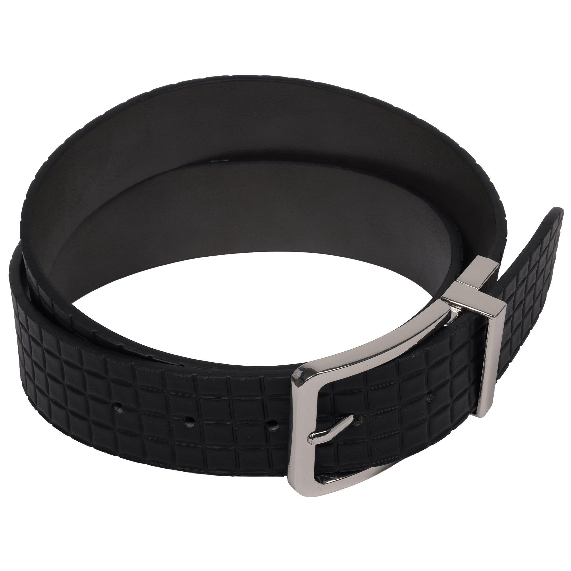 Element Textured Polished Buckle PU Reversible Belt -Black/Grey - BLACK/GREY
